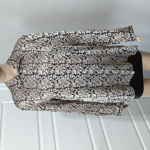 Vintage VOIR COLLECTION Sheer Mesh Metallic Long Sleeve Shirt Size L